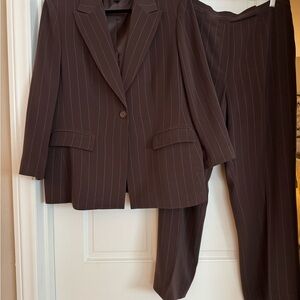 Kasper Women's Dark Brown Pinstripe Suit